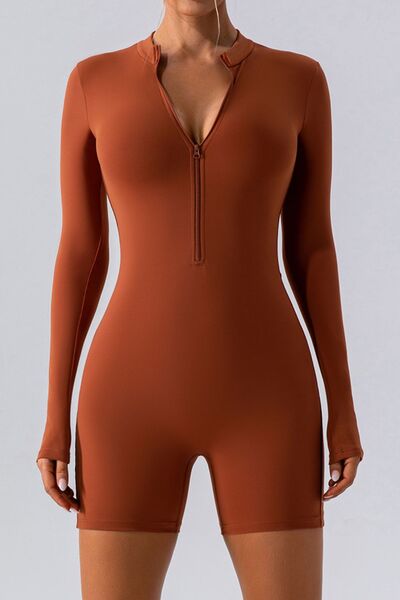 Blue Zone Planet | Half Zip Long Sleeve Active Romper BLUE ZONE PLANET