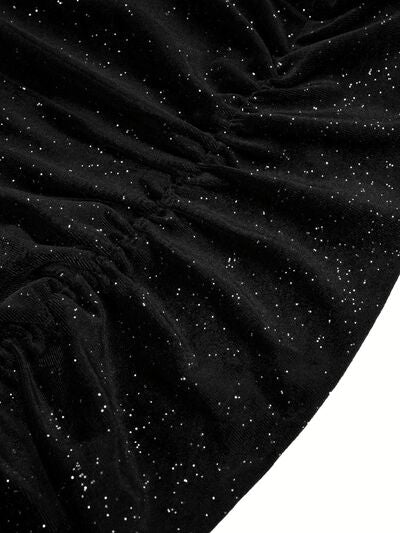 Blue Zone Planet | Glitter Ruched Cowl Neck Wrap Dress BLUE ZONE PLANET
