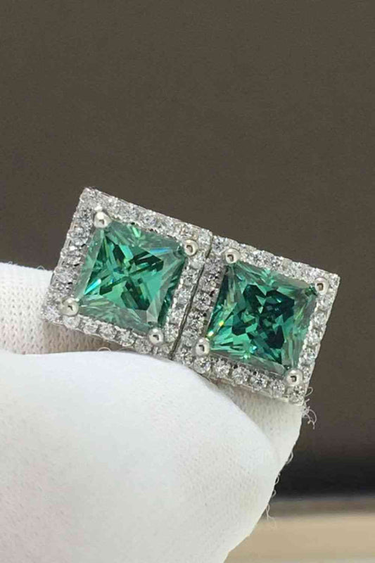 2 Carat Moissanite Square Stud Earrings BLUE ZONE PLANET