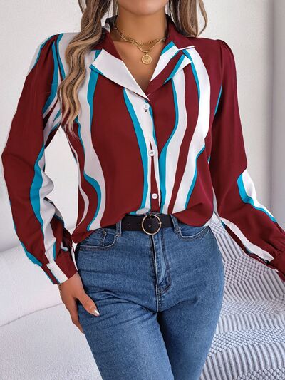 Blue Zone Planet | Printed Button Up Long Sleeve Shirt BLUE ZONE PLANET