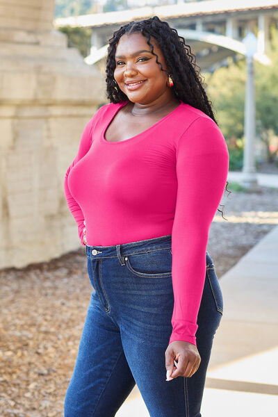 Blue Zone Planet | Basic Bae Full Size Round Neck Long Sleeve Bodysuit BLUE ZONE PLANET