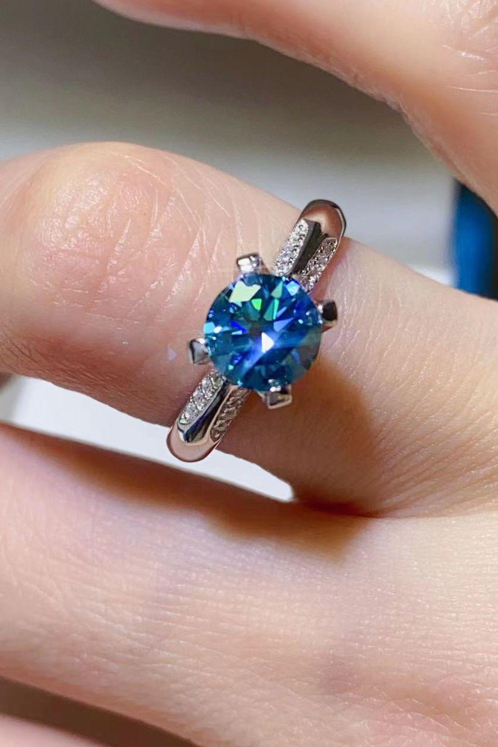 1 Carat Moissanite 4-Prong Ring BLUE ZONE PLANET