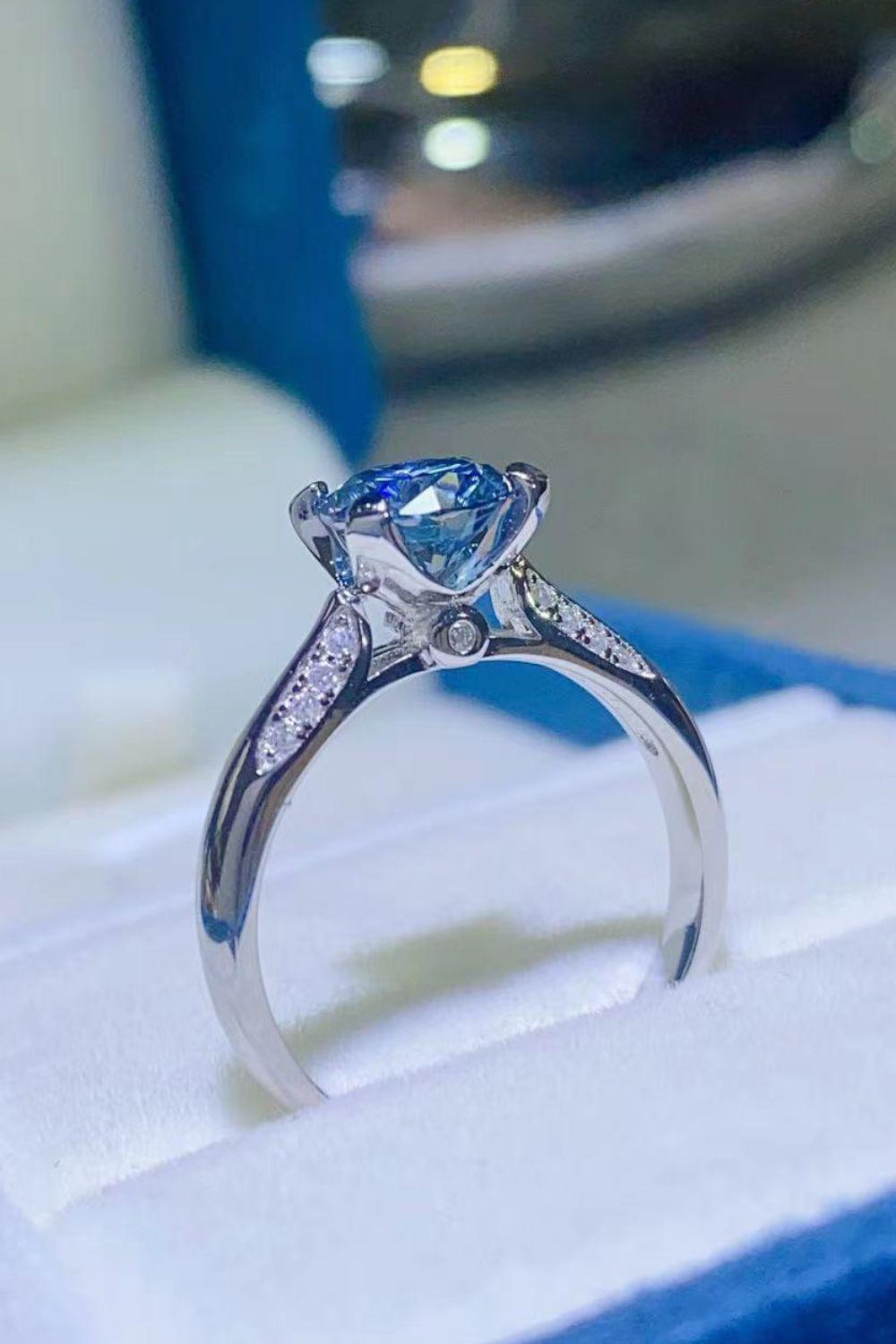 1 Carat Moissanite 4-Prong Ring BLUE ZONE PLANET