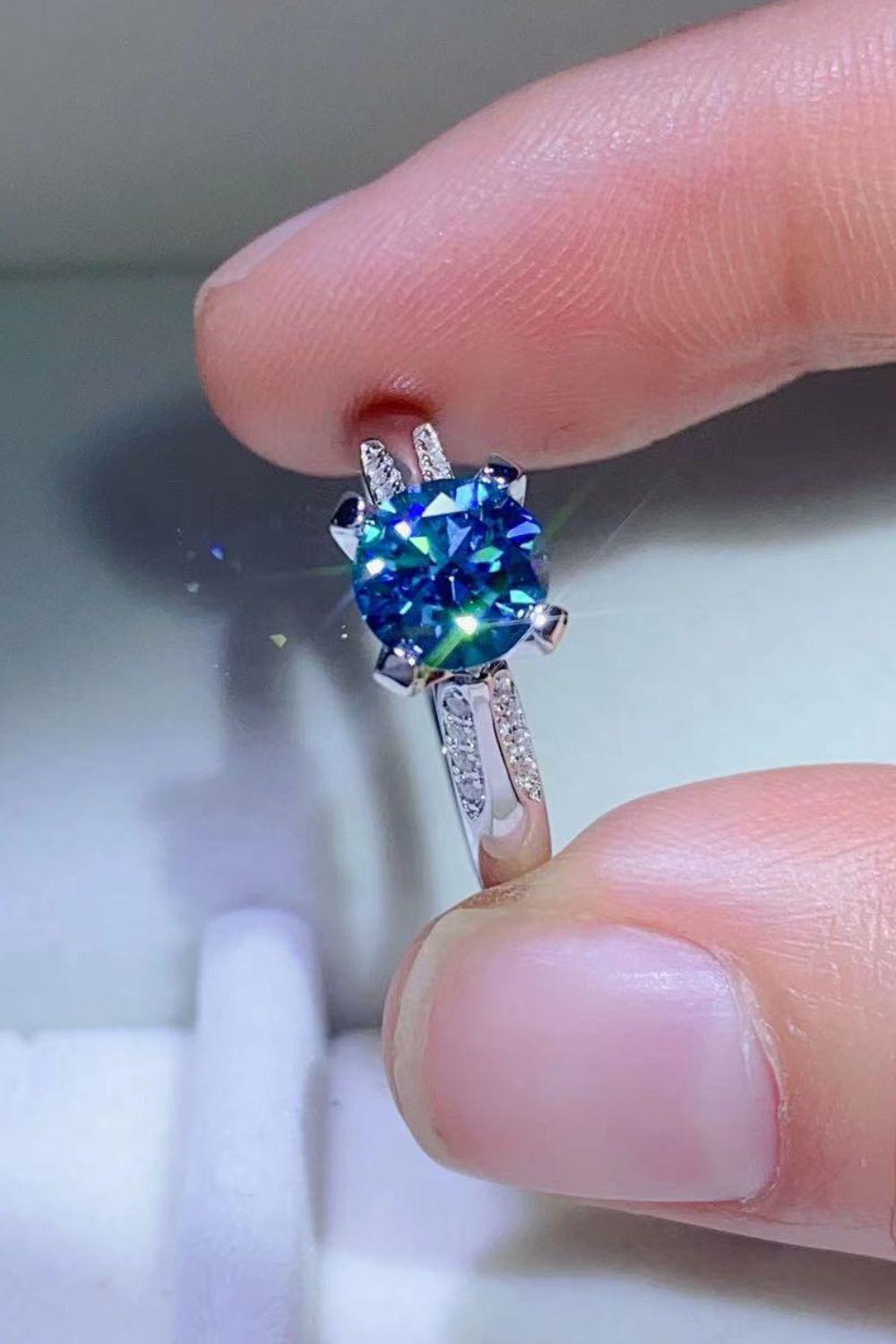 1 Carat Moissanite 4-Prong Ring BLUE ZONE PLANET
