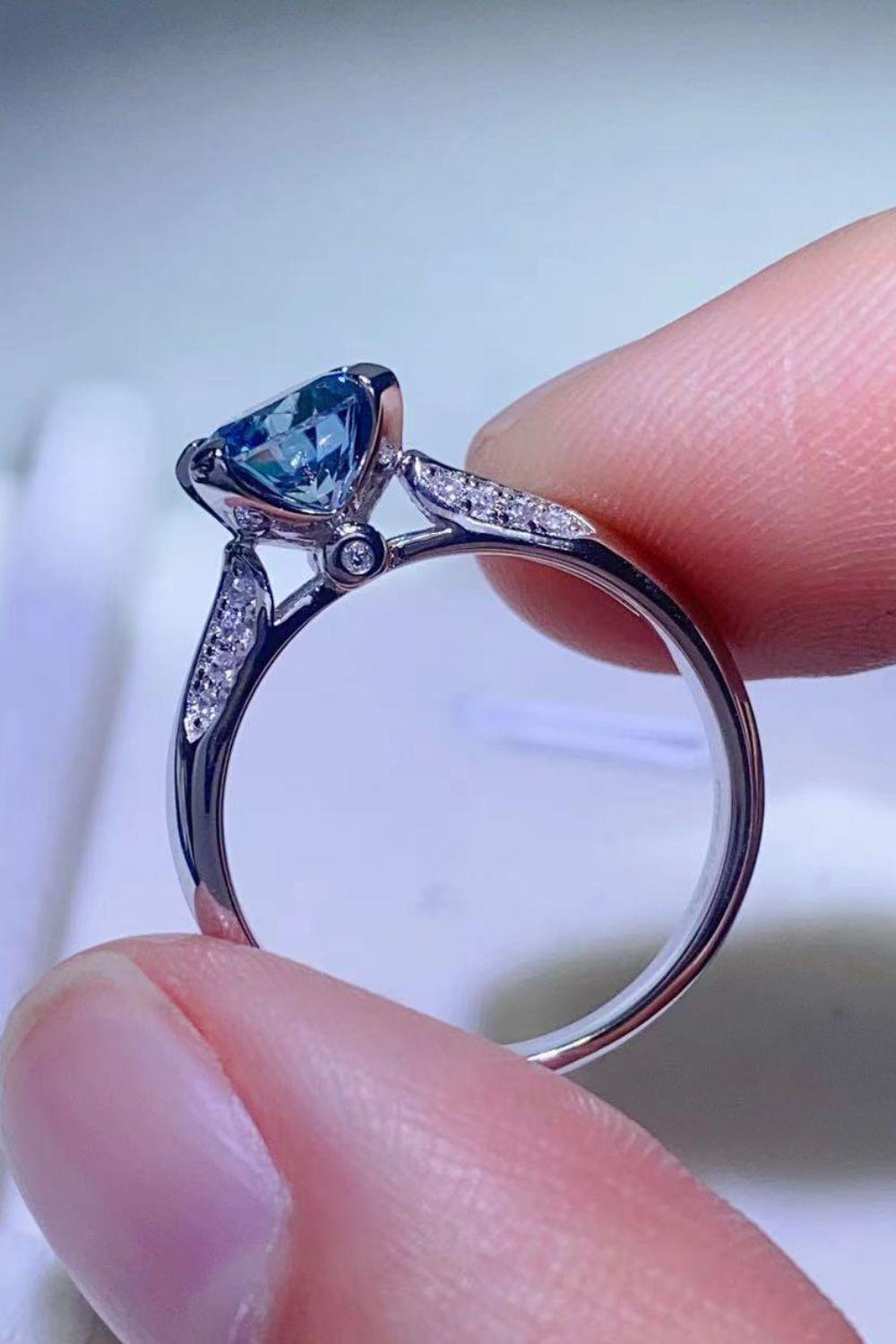 1 Carat Moissanite 4-Prong Ring BLUE ZONE PLANET