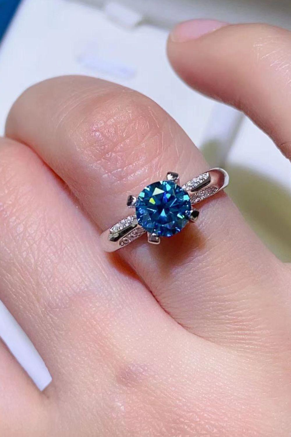 1 Carat Moissanite 4-Prong Ring BLUE ZONE PLANET