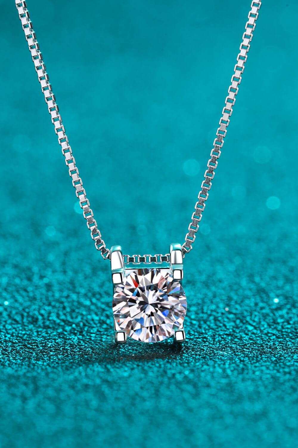 1 Carat Moissanite 925 Sterling Silver Chain Necklace BLUE ZONE PLANET