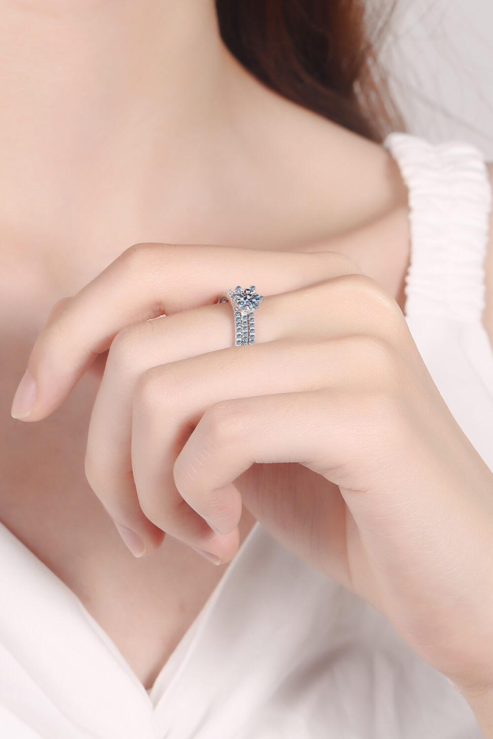 1 Carat Moissanite 925 Sterling Silver Ring BLUE ZONE PLANET