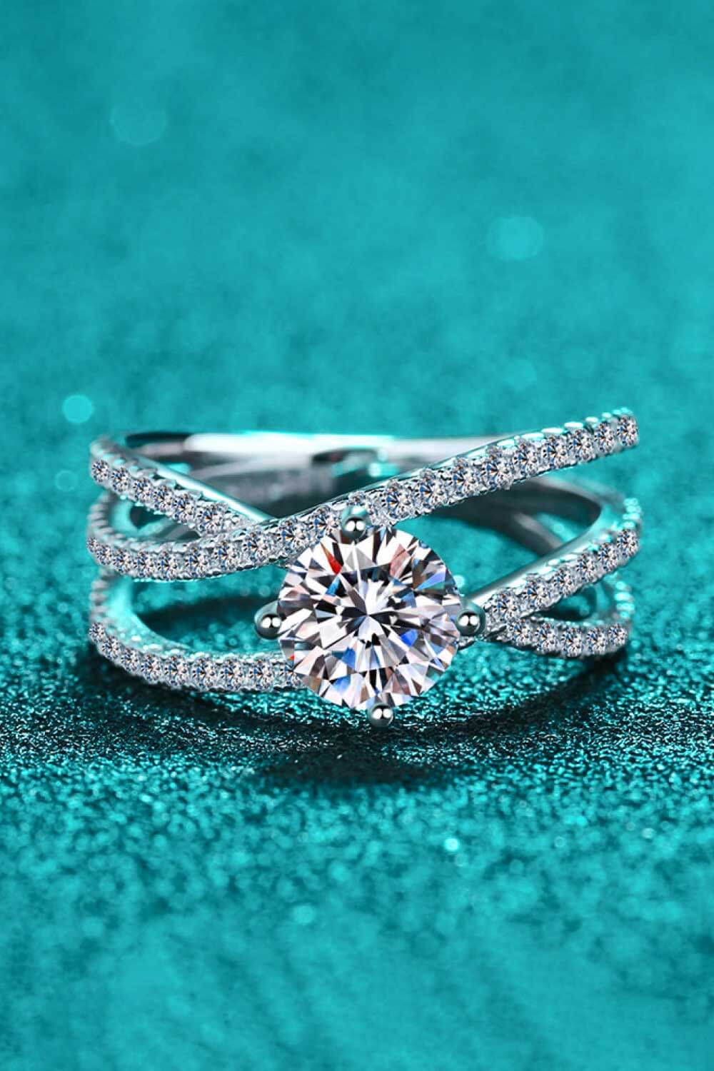 1 Carat Moissanite Crisscross Ring BLUE ZONE PLANET