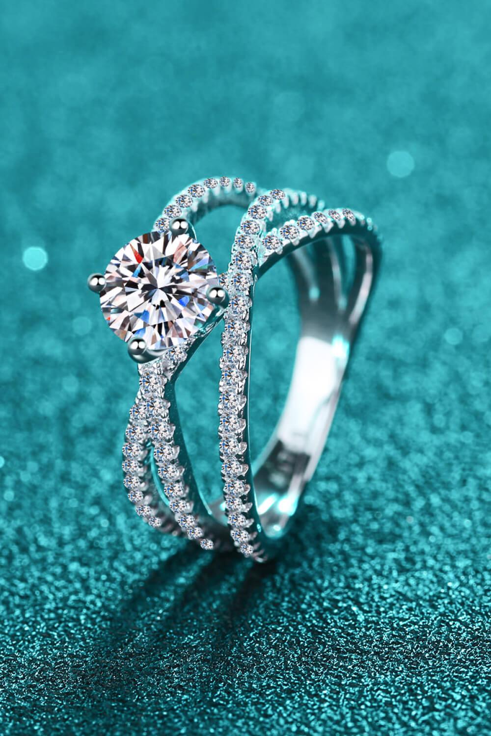 1 Carat Moissanite Crisscross Ring BLUE ZONE PLANET