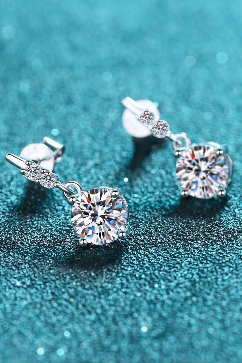 1 Carat Moissanite Drop Earrings BLUE ZONE PLANET