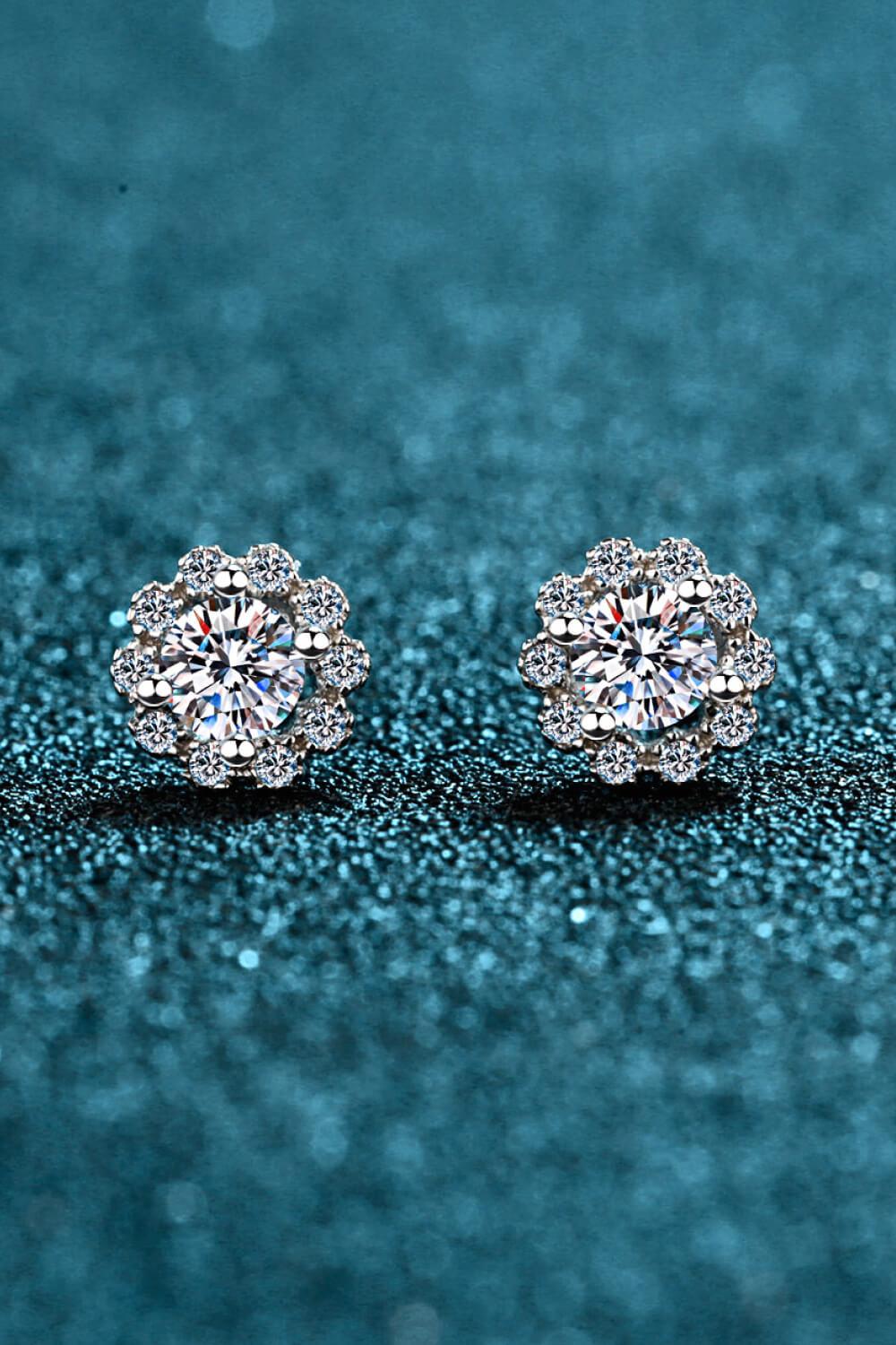 1 Carat Moissanite Floral-Shaped Stud Earrings BLUE ZONE PLANET