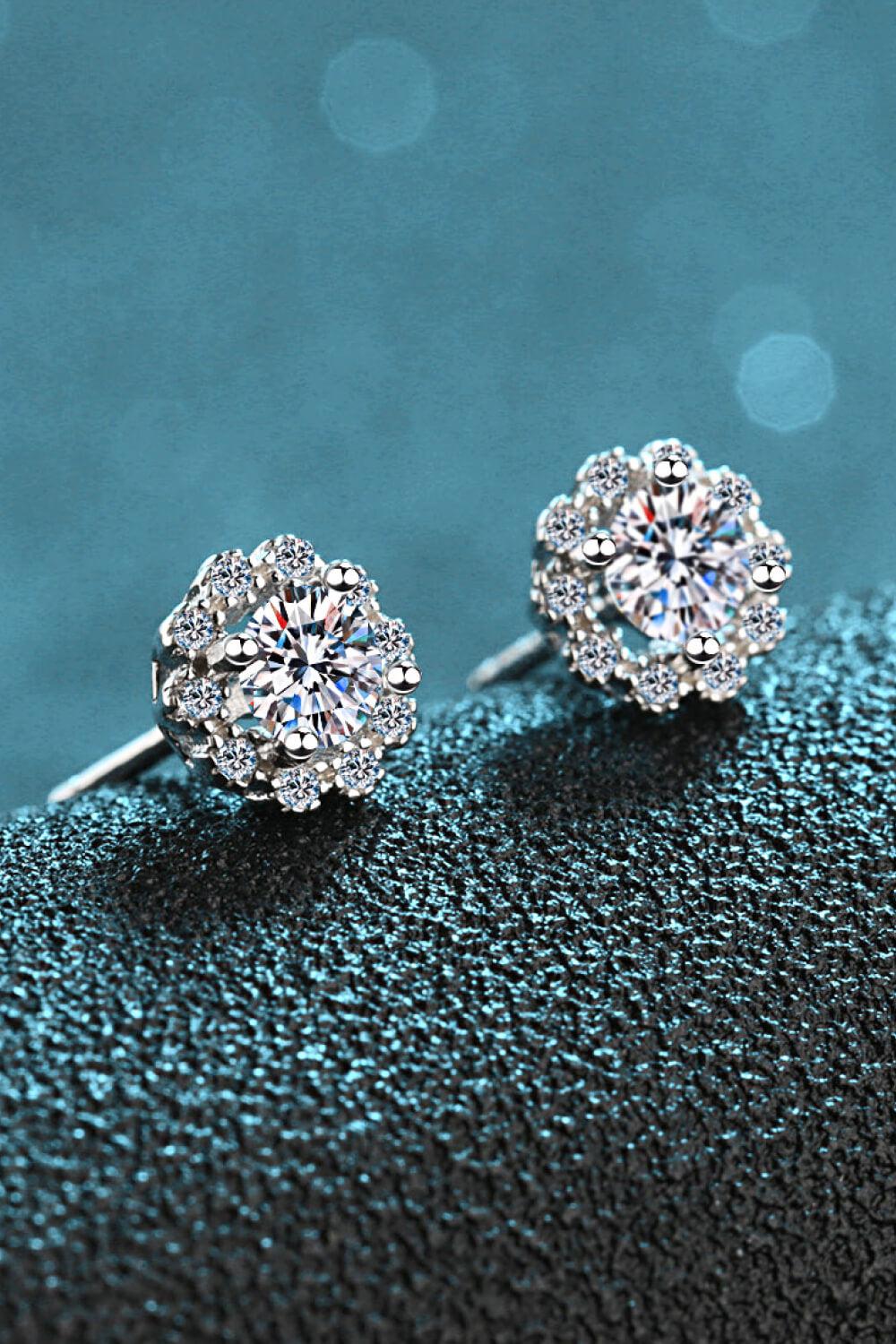 1 Carat Moissanite Floral-Shaped Stud Earrings BLUE ZONE PLANET