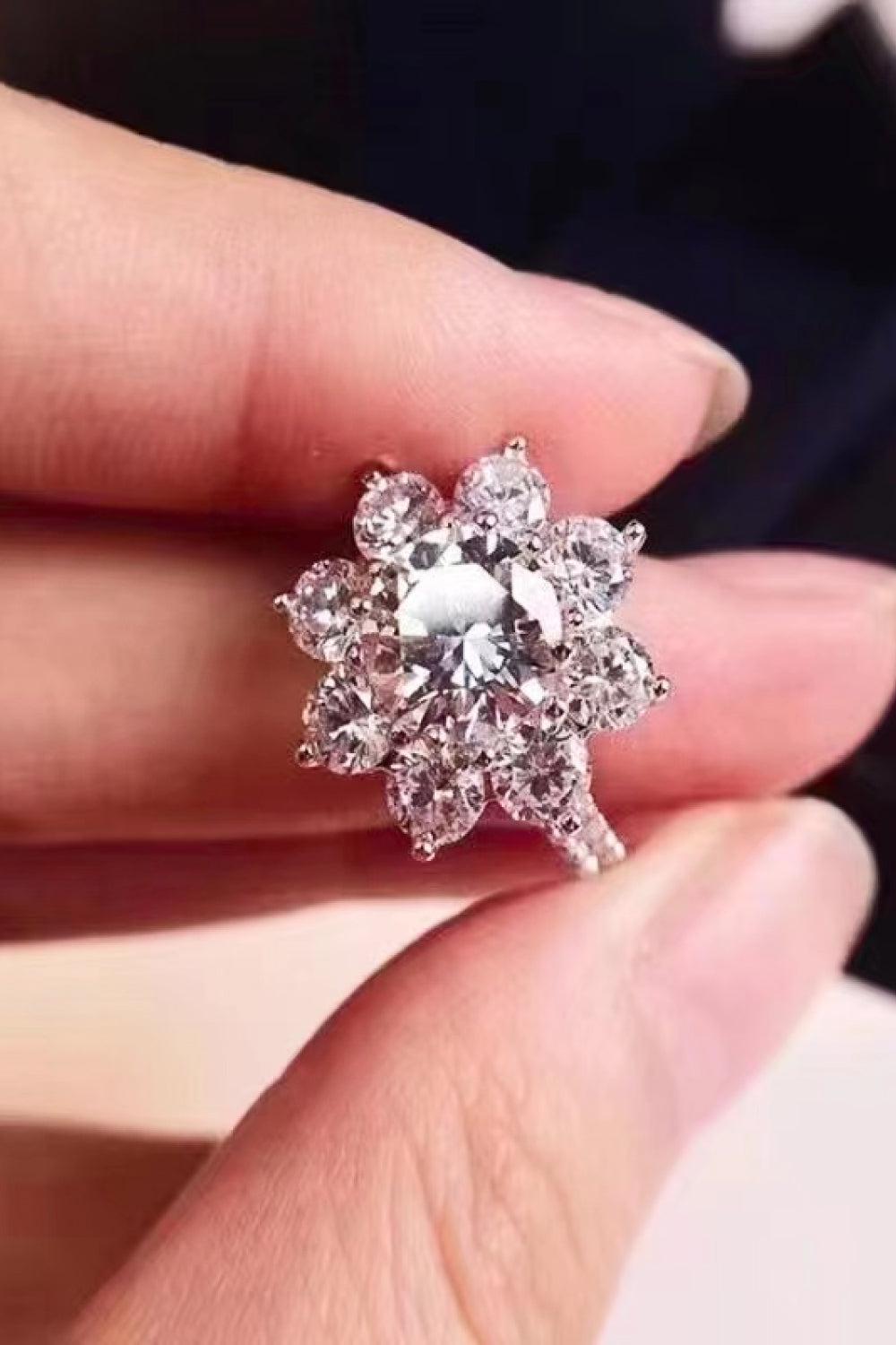 1 Carat Moissanite Flower Ring BLUE ZONE PLANET