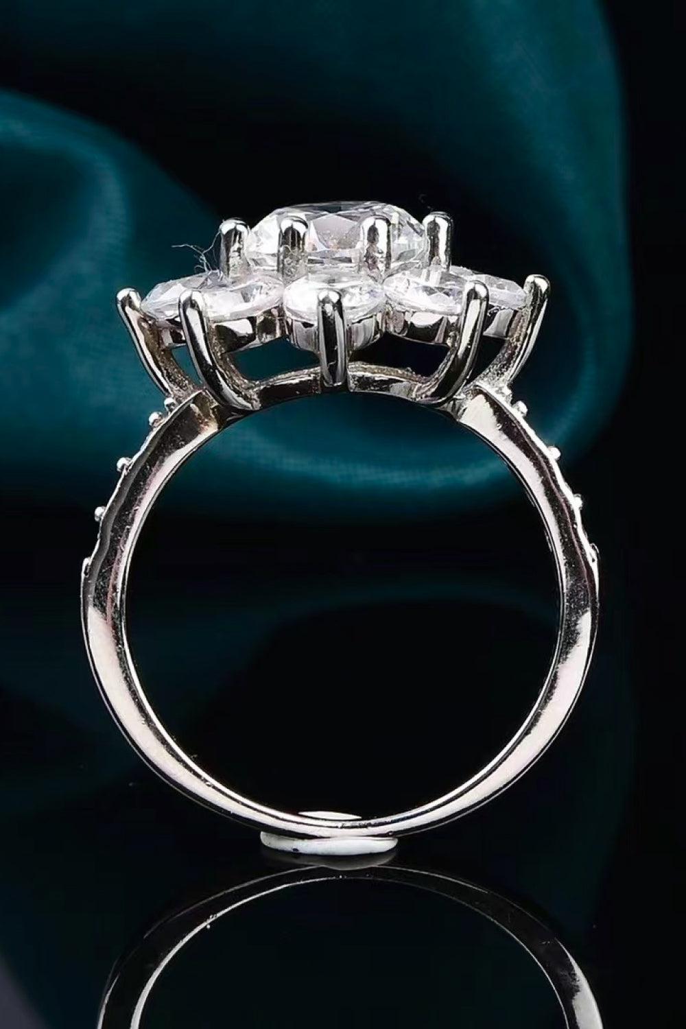 1 Carat Moissanite Flower Ring BLUE ZONE PLANET
