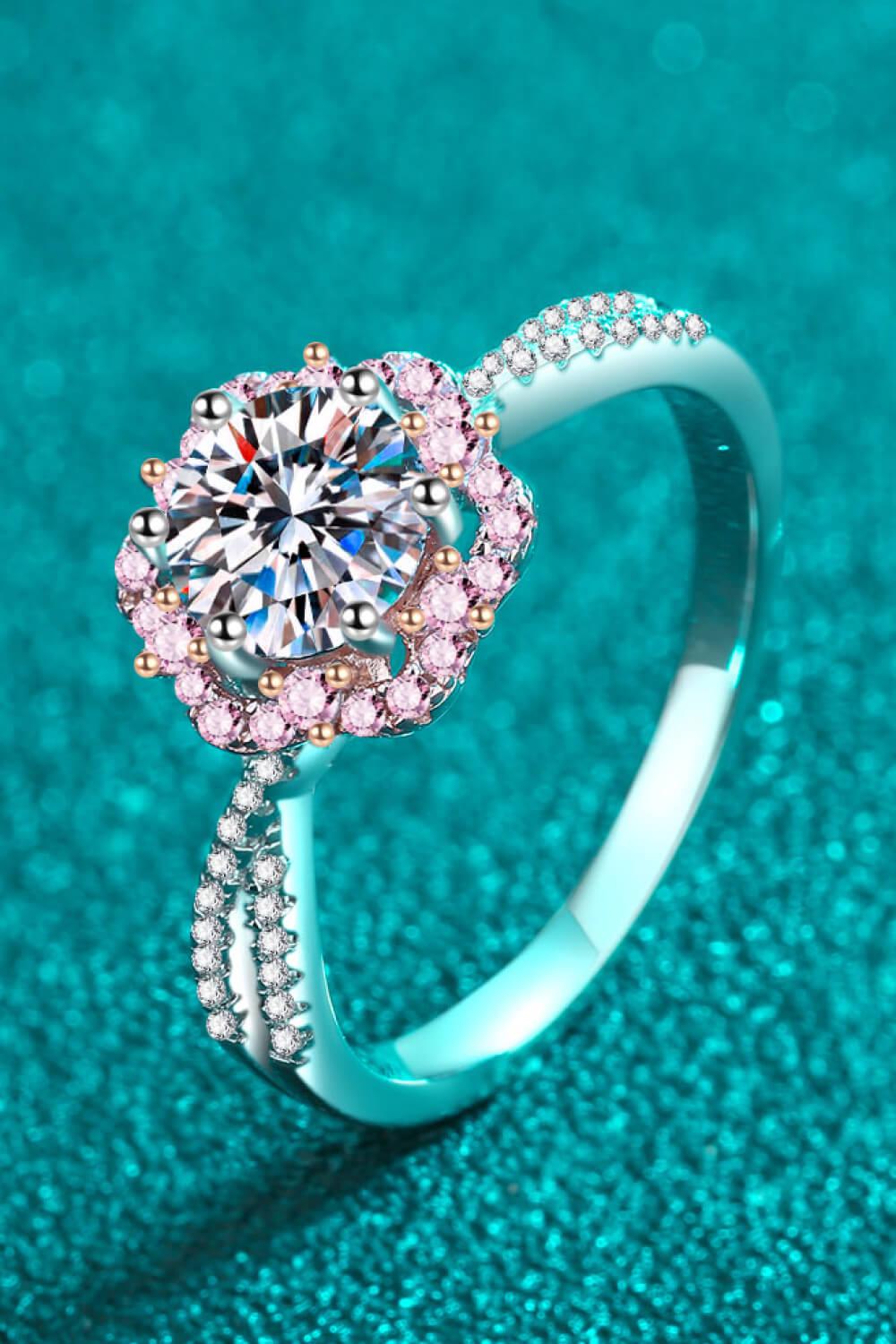 1 Carat Moissanite Flower-Shaped Crisscross Ring BLUE ZONE PLANET