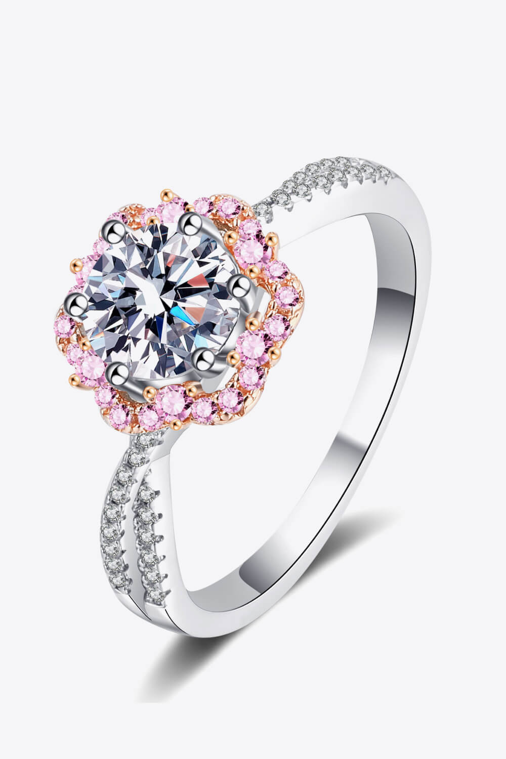 1 Carat Moissanite Flower-Shaped Crisscross Ring BLUE ZONE PLANET