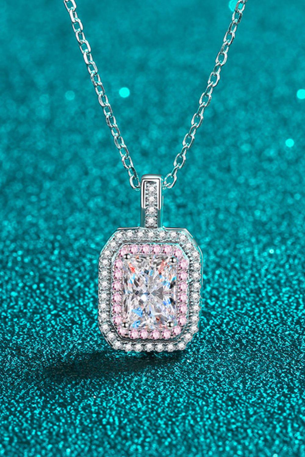 1 Carat Moissanite Geometric Pendant Chain Necklace BLUE ZONE PLANET