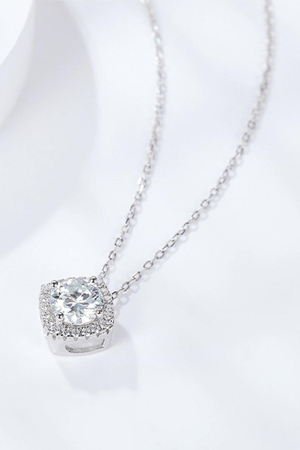 1 Carat Moissanite Geometric Pendant Necklace BLUE ZONE PLANET