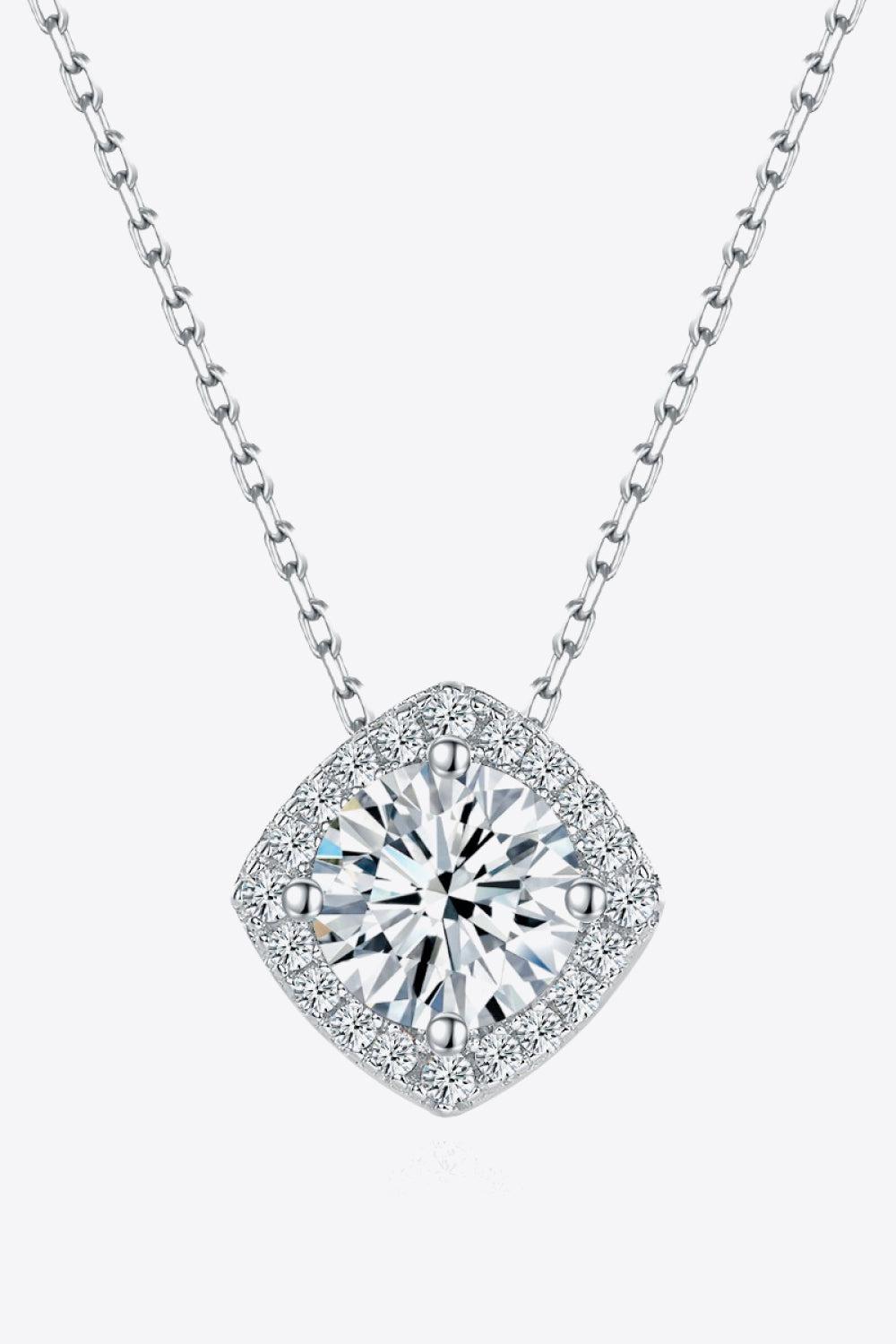 1 Carat Moissanite Geometric Pendant Necklace BLUE ZONE PLANET