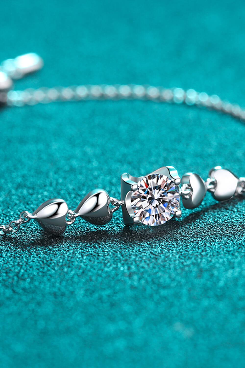 1 Carat Moissanite Heart Bracelet BLUE ZONE PLANET