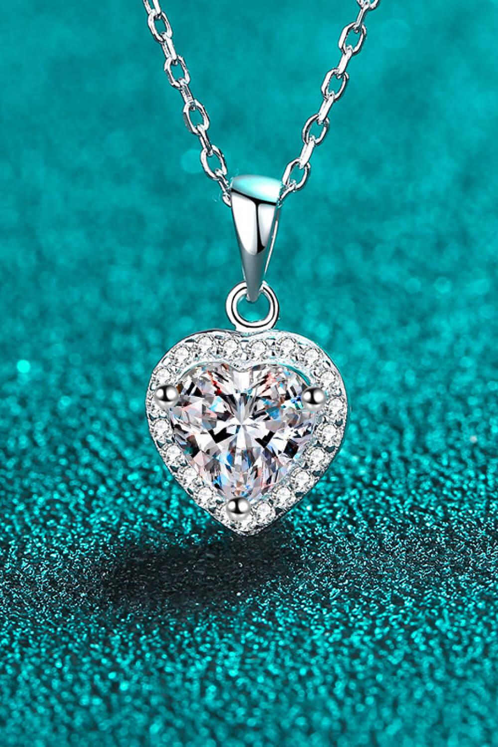 1 Carat Moissanite Heart Pendant Chain Necklace BLUE ZONE PLANET