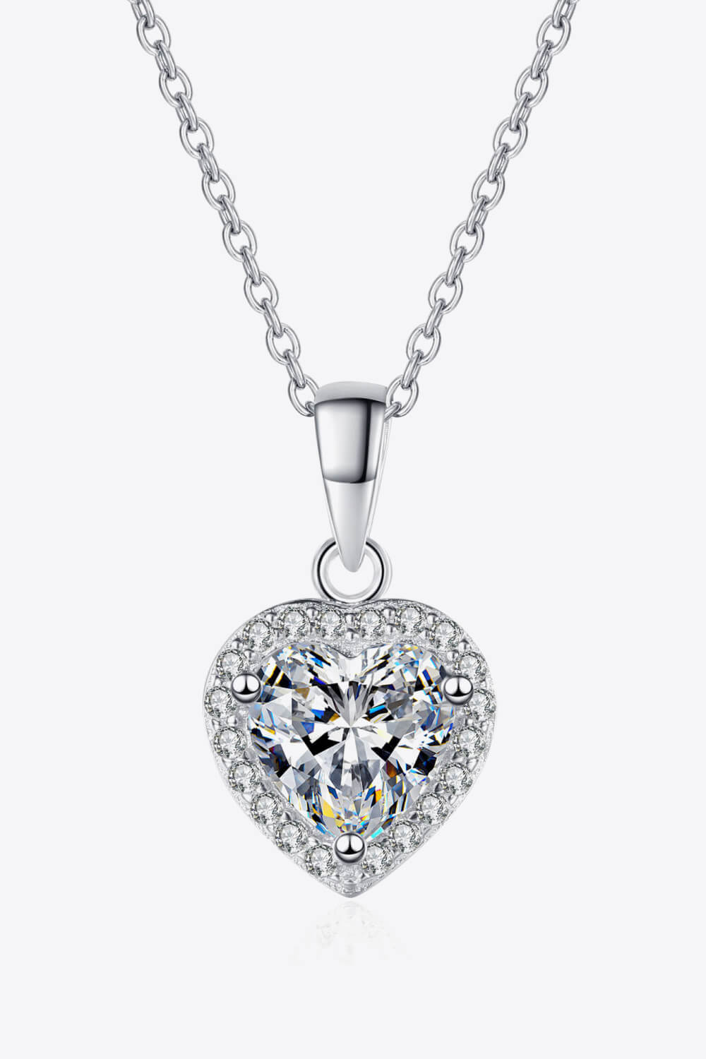 1 Carat Moissanite Heart Pendant Chain Necklace BLUE ZONE PLANET