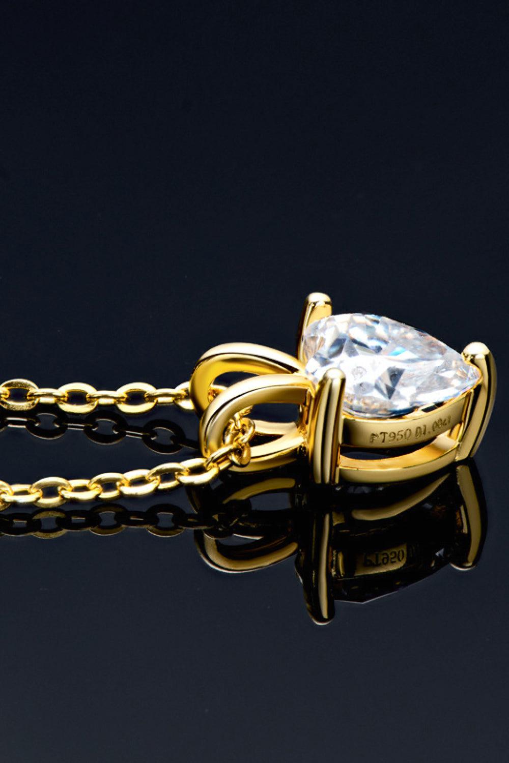 1 Carat Moissanite Heart-Shaped Pendant Necklace BLUE ZONE PLANET