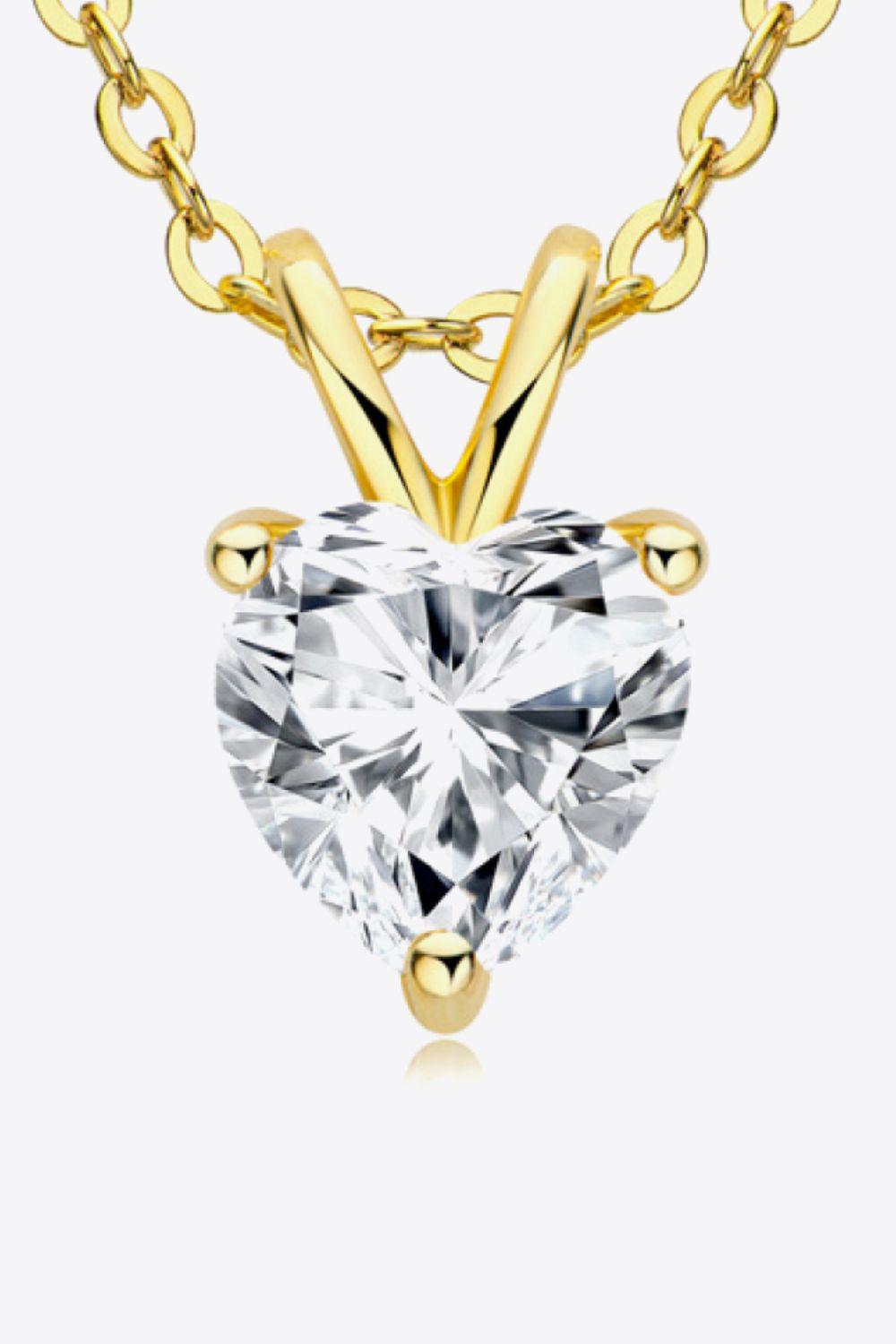 1 Carat Moissanite Heart-Shaped Pendant Necklace BLUE ZONE PLANET