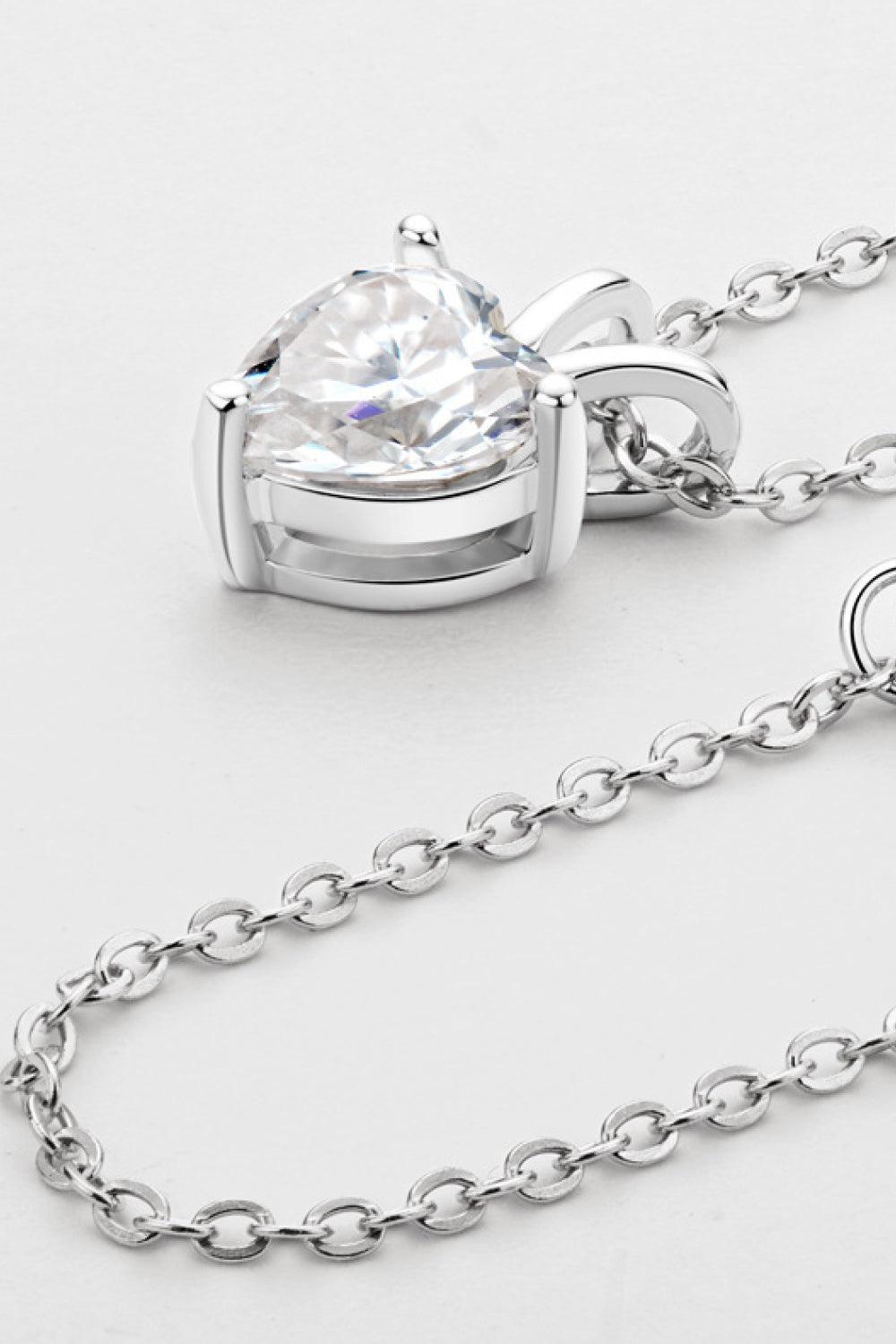 1 Carat Moissanite Heart-Shaped Pendant Necklace BLUE ZONE PLANET
