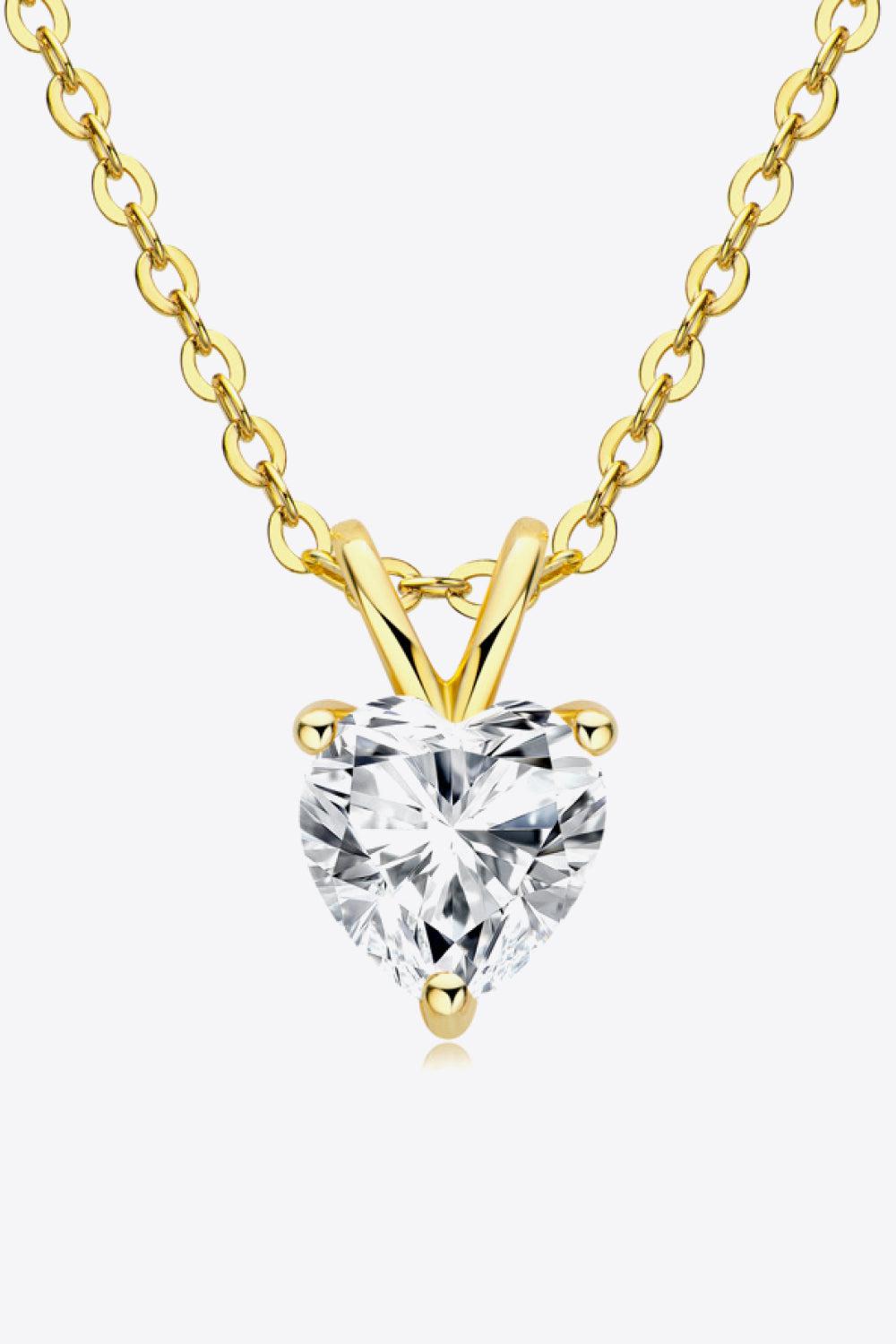 1 Carat Moissanite Heart-Shaped Pendant Necklace BLUE ZONE PLANET