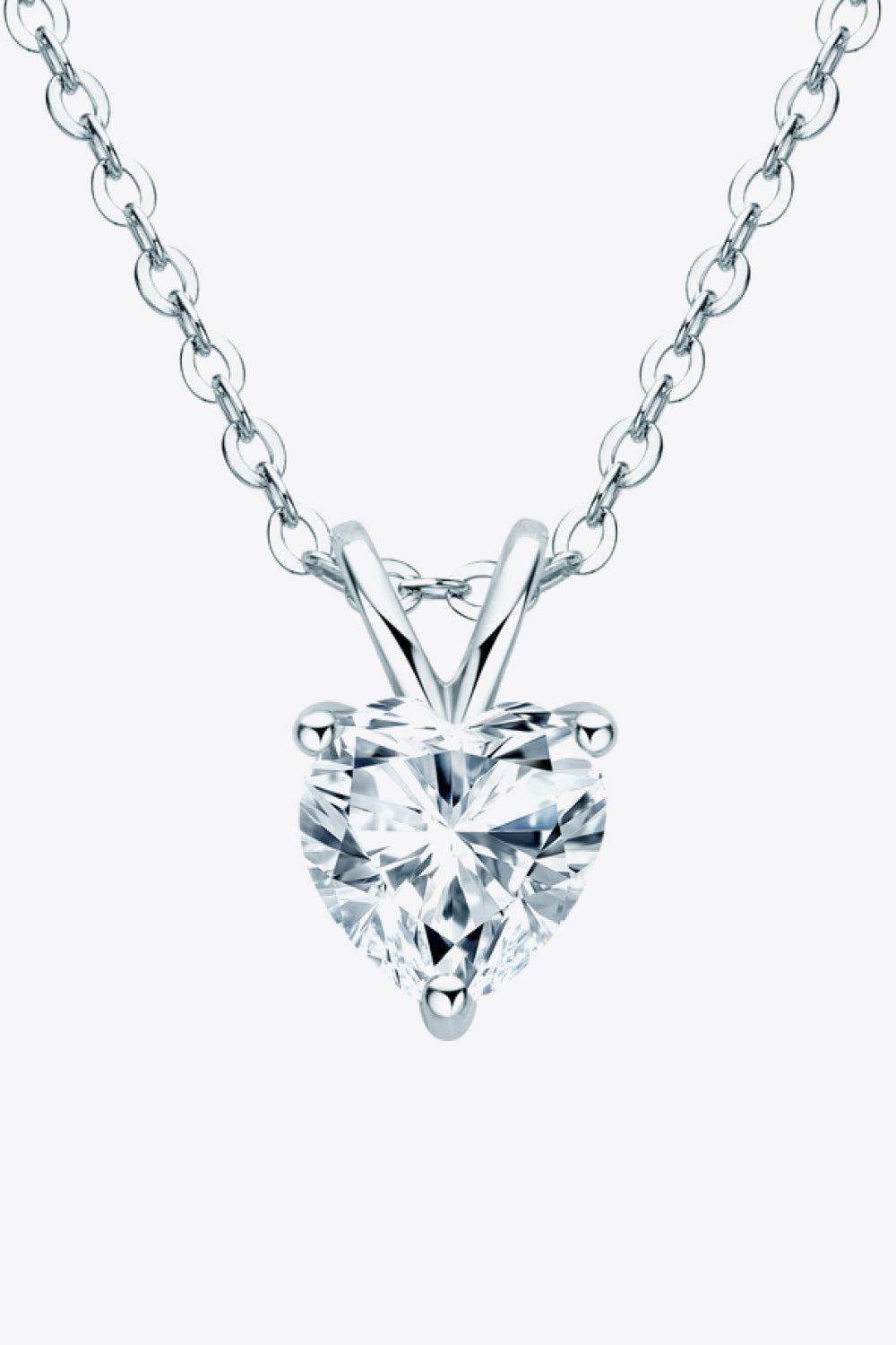 1 Carat Moissanite Heart-Shaped Pendant Necklace BLUE ZONE PLANET