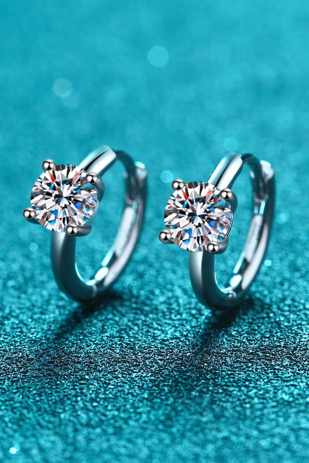 1 Carat Moissanite Huggie Earrings BLUE ZONE PLANET