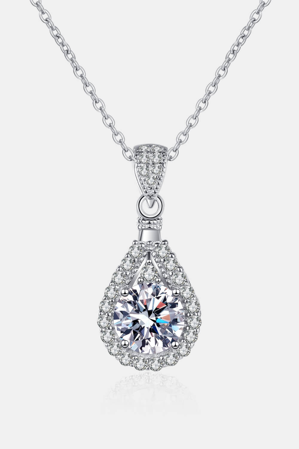 1 Carat Moissanite Teardrop Pendant Chain Necklace BLUE ZONE PLANET