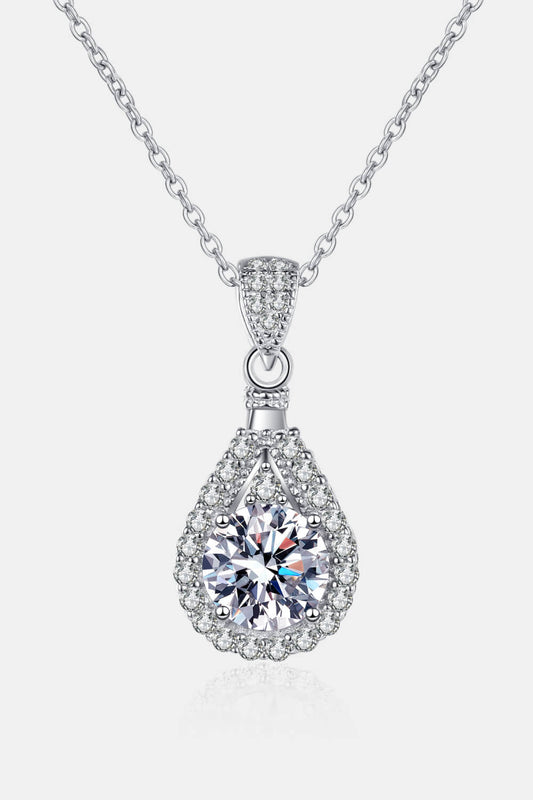 1 Carat Moissanite Teardrop Pendant Chain Necklace BLUE ZONE PLANET