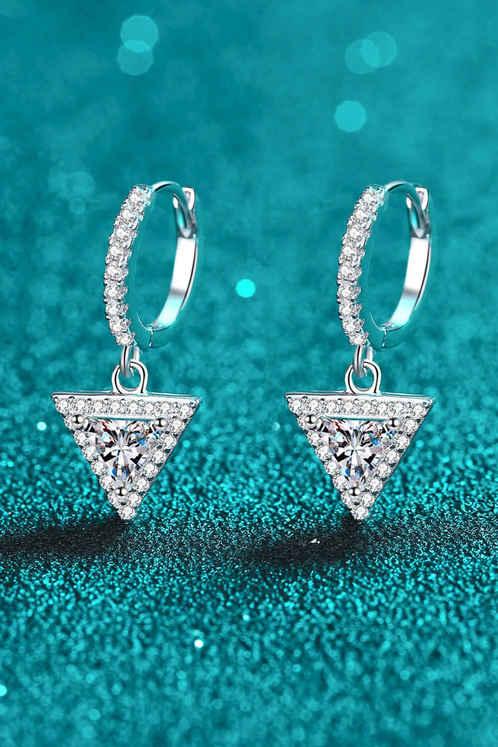 1 Carat Moissanite Triangle Drop Earrings BLUE ZONE PLANET