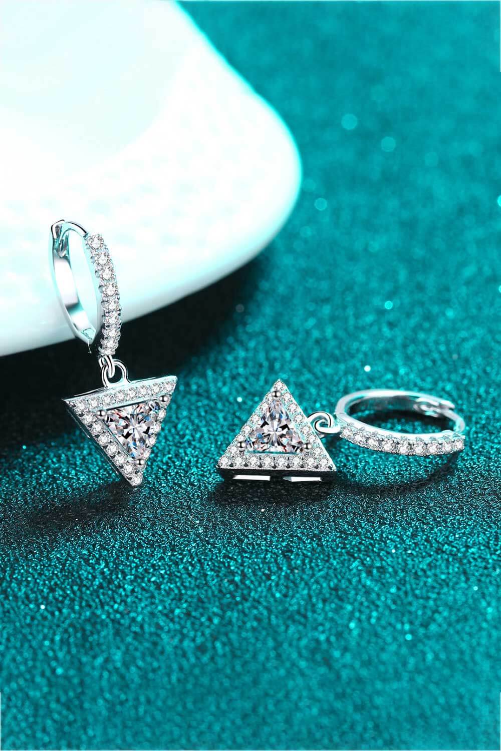1 Carat Moissanite Triangle Drop Earrings BLUE ZONE PLANET