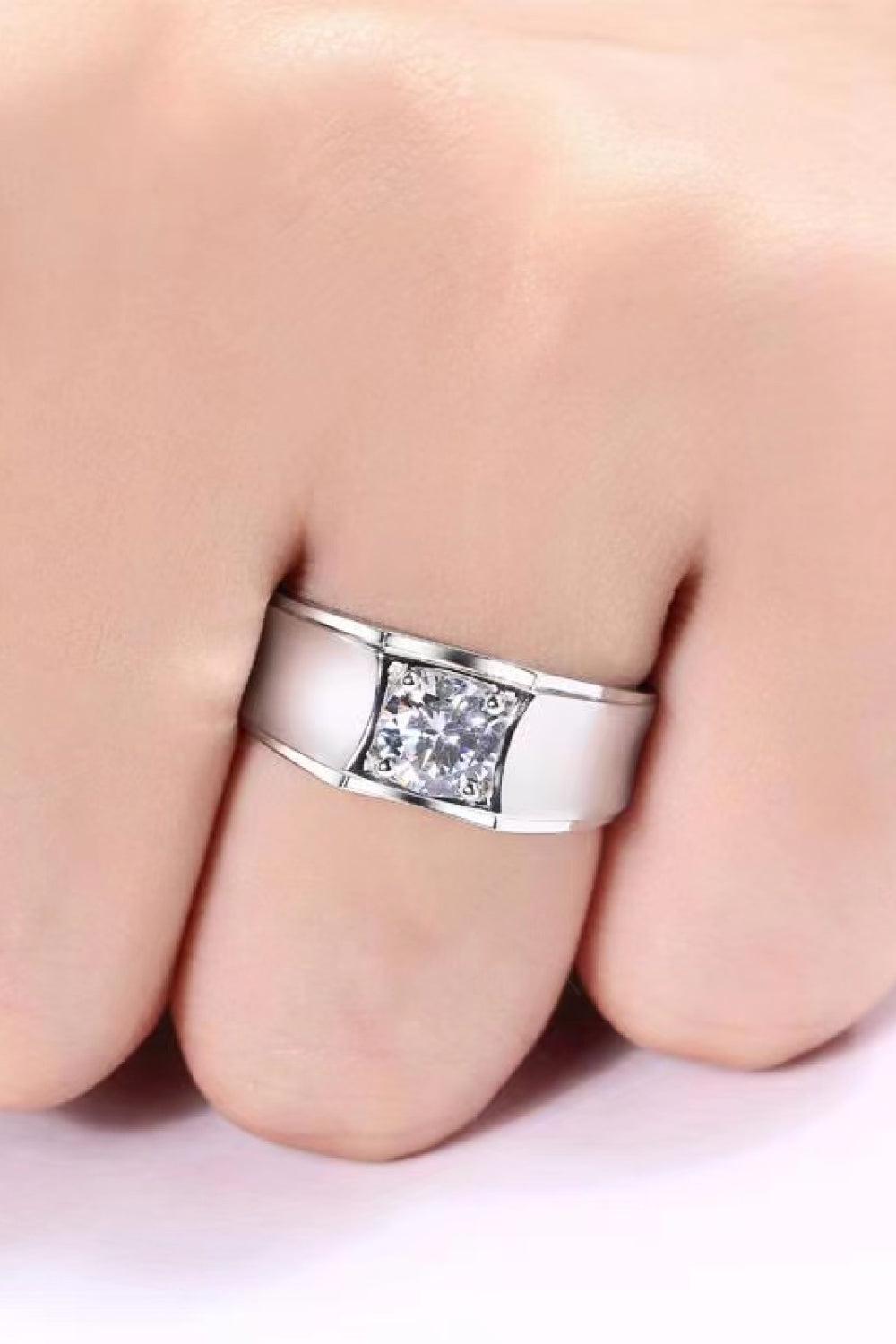 1 Carat Moissanite Wide Band Ring BLUE ZONE PLANET