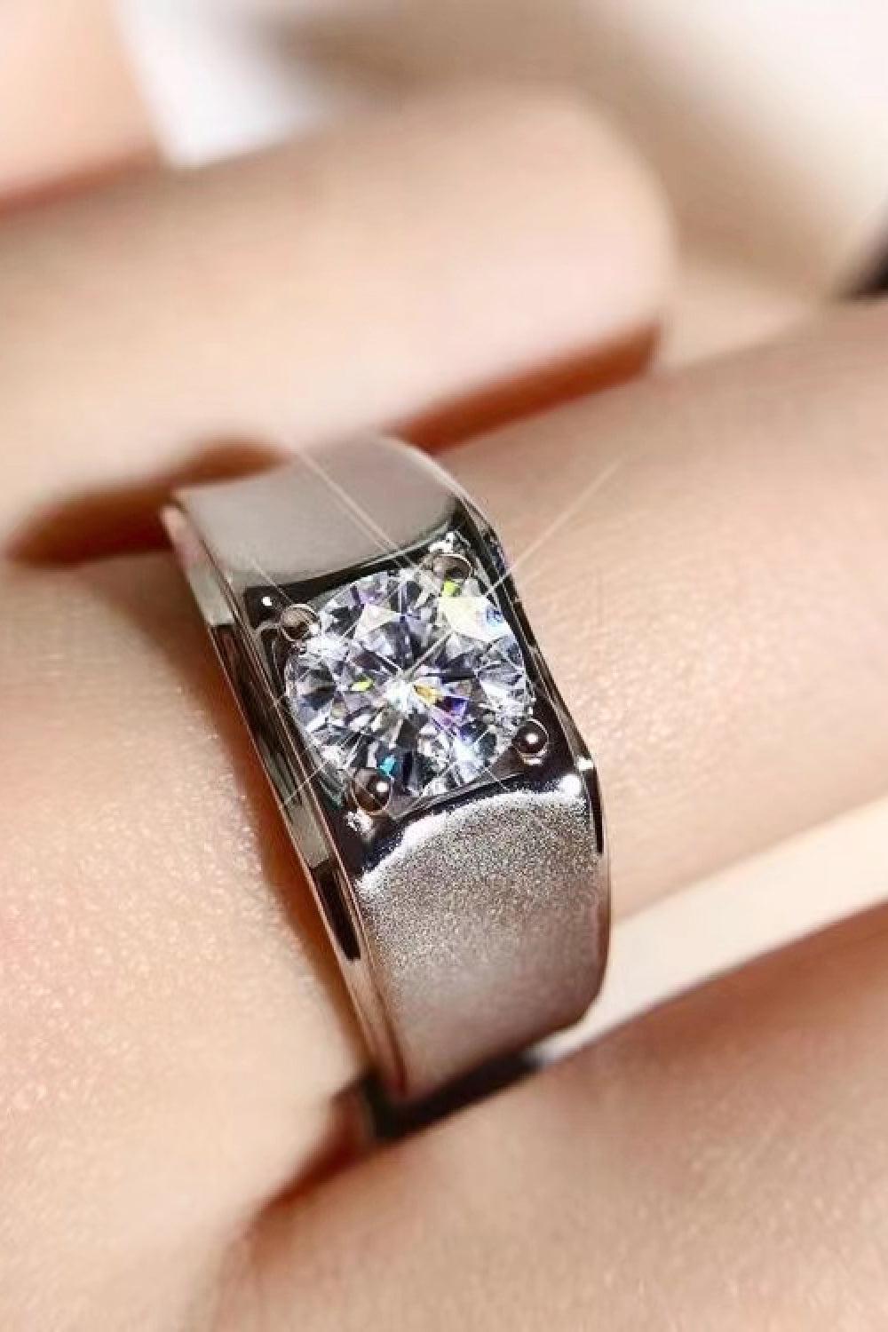 1 Carat Moissanite Wide Band Ring BLUE ZONE PLANET