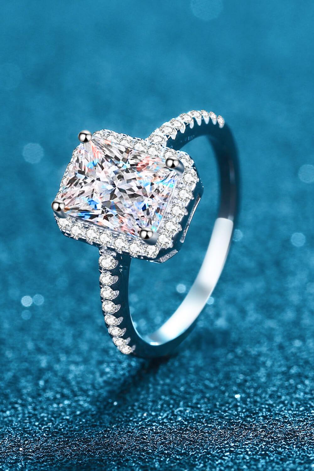 1 Carat Rectangle Moissanite Ring BLUE ZONE PLANET
