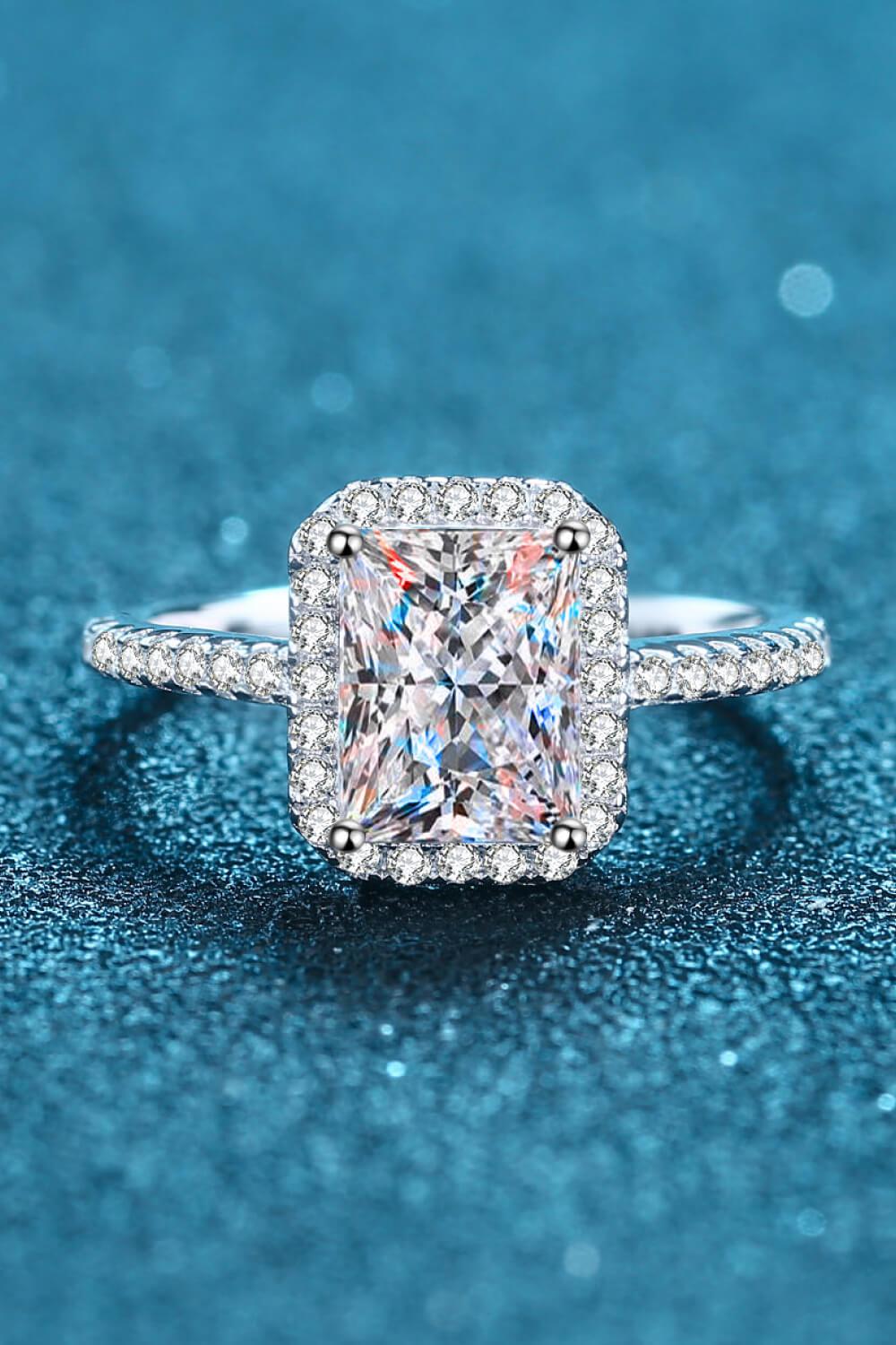 1 Carat Rectangle Moissanite Ring BLUE ZONE PLANET