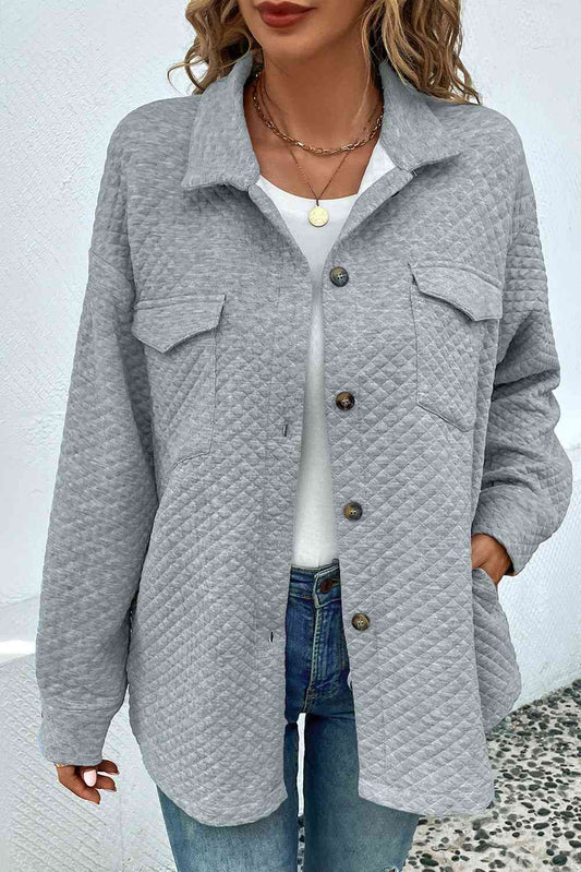 Button Down Collared Jacket BLUE ZONE PLANET