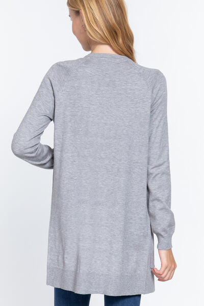 ACTIVE BASIC Open Front Long Sleeve Cardigan BLUE ZONE PLANET