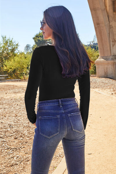 Blue Zone Planet | Basic Bae Full Size Round Neck Long Sleeve Bodysuit BLUE ZONE PLANET