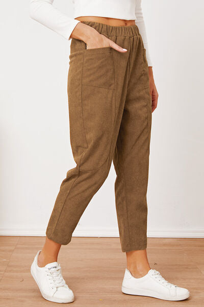 Blue Zone Planet | Pocketed Elastic Waist Pants BLUE ZONE PLANET
