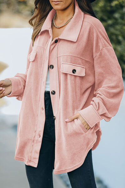 Blue Zone Planet | Button Up Collared Neck Long Sleeve Jacket BLUE ZONE PLANET