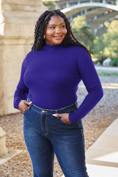 Blue Zone Planet | Basic Bae Full Size Mock Neck Long Sleeve Bodysuit BLUE ZONE PLANET