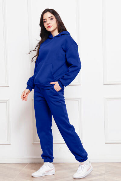 Blue Zone Planet | Drop Shoulder Long Sleeve Hoodie and Pants Set BLUE ZONE PLANET