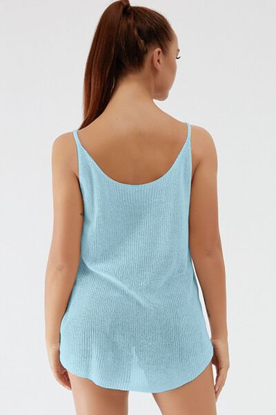 Blue Zone Planet | Scoop Neck Spaghetti Strap Knit Cami BLUE ZONE PLANET