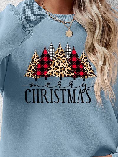 Blue Zone Planet | MERRY CHRISTMAS Round Neck Long Sleeve Sweatshirt BLUE ZONE PLANET